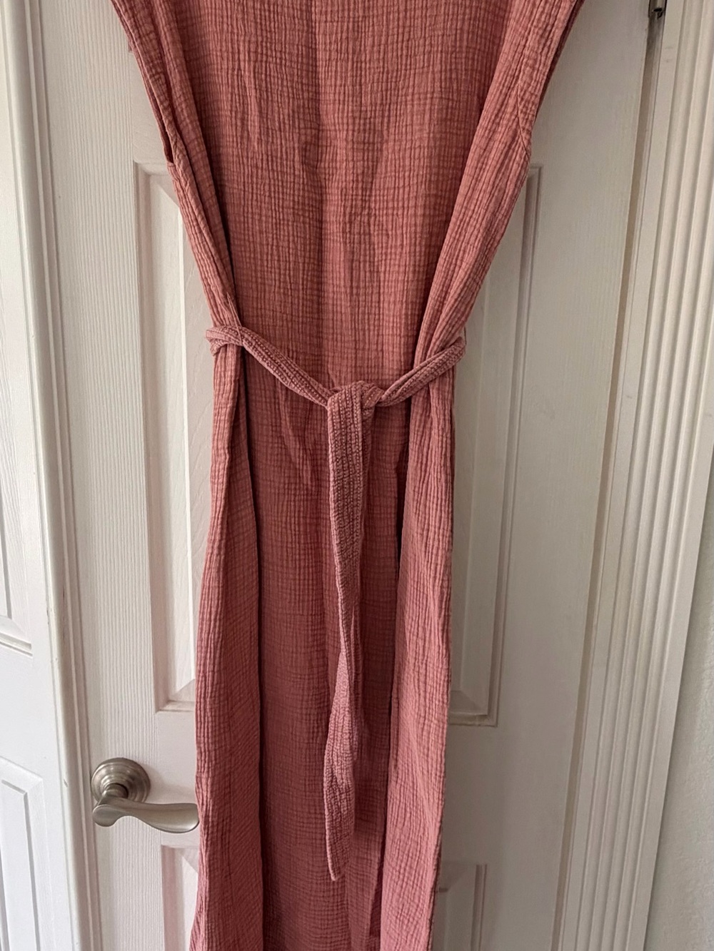 Faherty Sleeveless Gauze Maxi Dress in Dusty Rose M
